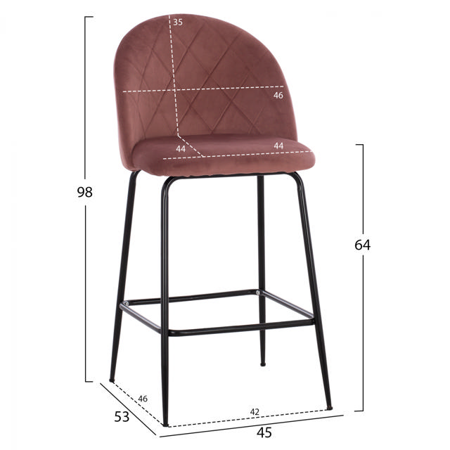 ODELL BAR STOOL VELVET SOMON 45Χ53Χ98CM