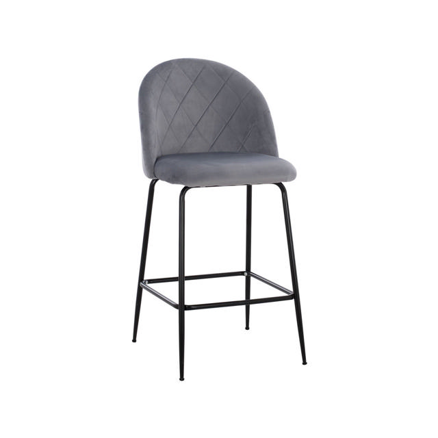 ODELL BAR STOOL VELVET GREY 45X53X98CM