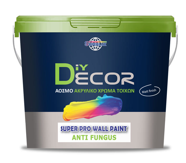 SUPERLUX ΠΛΑΣΤΙΚΟ ΧΡΩΜΑ DIY DECOR SUPER PRO WALL PAINT ANTIFUNGUS 9LTR