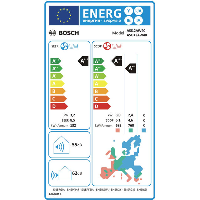 BOSCH ASI12AW40 ΚΛΙΜΑΤΙΣΤΙΚΟ 12000BTU SERIES 6 WIFI PERFECTCLIMA COOLING A++/ HEATING A+++