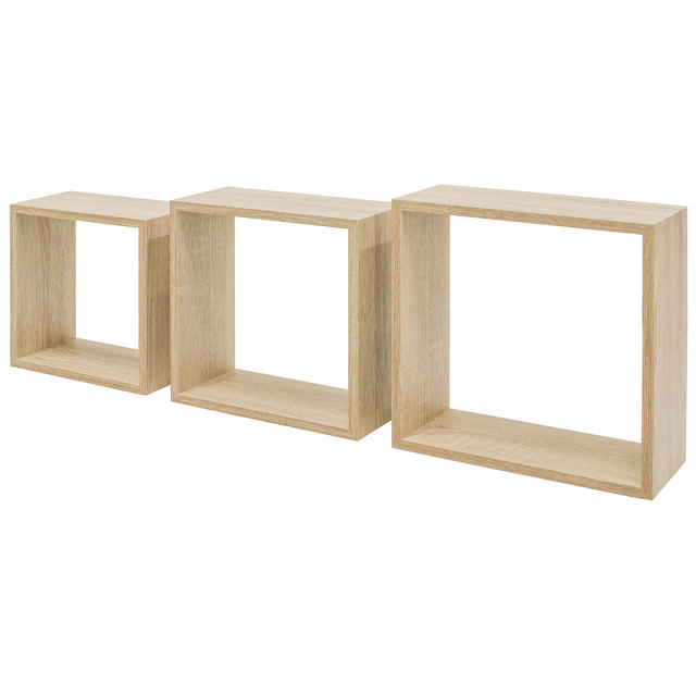 DURALINE 3 WALL SHELVES CUBES SET 30X30X12CM 12MM OAK