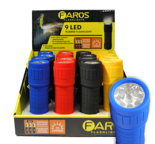 FAROS 9 LED RUBBER FLASHLIGHT