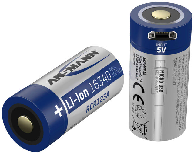 ANSMANN CR123A LI-LION RECHARGEABLE BATTERY 850MAH 3.6V