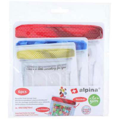 ALPINA REUSABLE FOOD STORAGE BAGS 70/150/400ML 6PCS