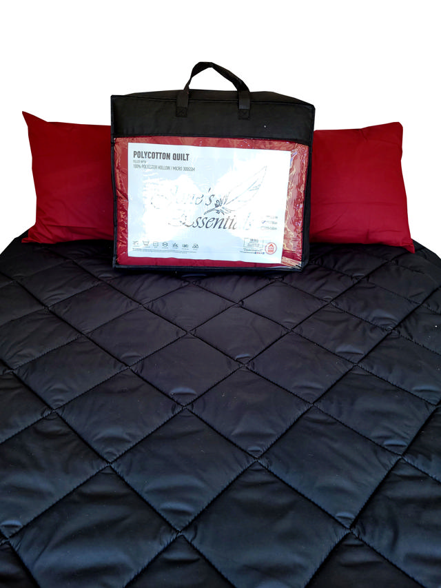 JONES ESSENTIALS QUILT 260X230CM BORDEAUX/BLACK