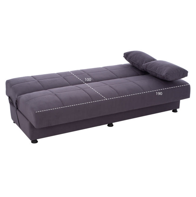 EGE HM3067.03 SOFA BED 3 SEATS VELVET GREY 192X74X82CM