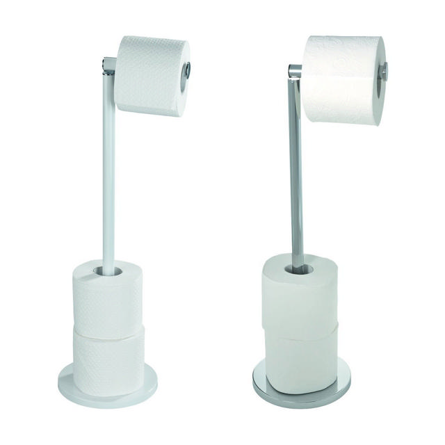 WENKO FREESTANDING TOILET PAPER HOLDER SILVER