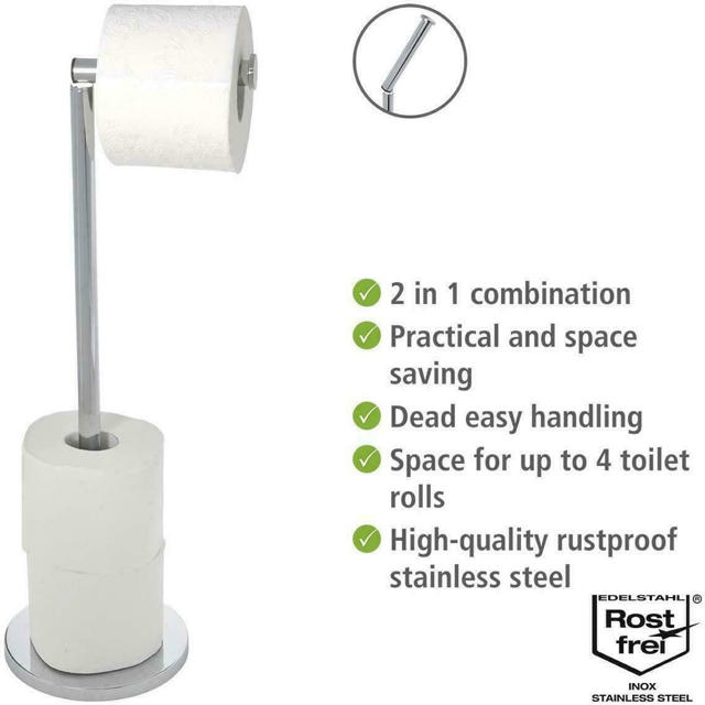 WENKO FREESTANDING TOILET PAPER HOLDER SILVER