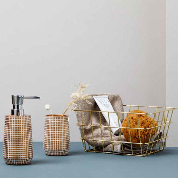 WENKO VIANA BATHROOM BASKET GOLD