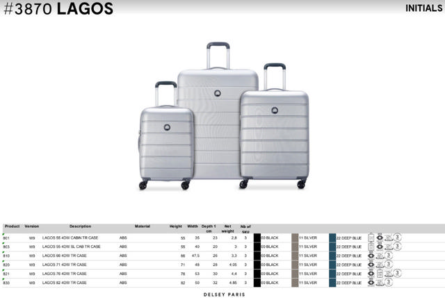 DELSEY LUGGAGE LAGOS 55CM SLIM SILVER