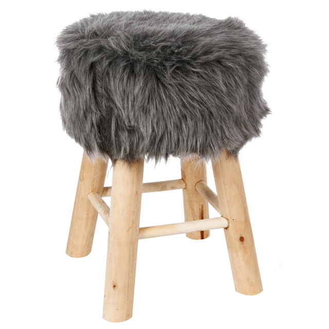 ATMOSPHERA OSLO STOOL WITH WOODEN LEG GREY 41.5X29.5X29.5CM