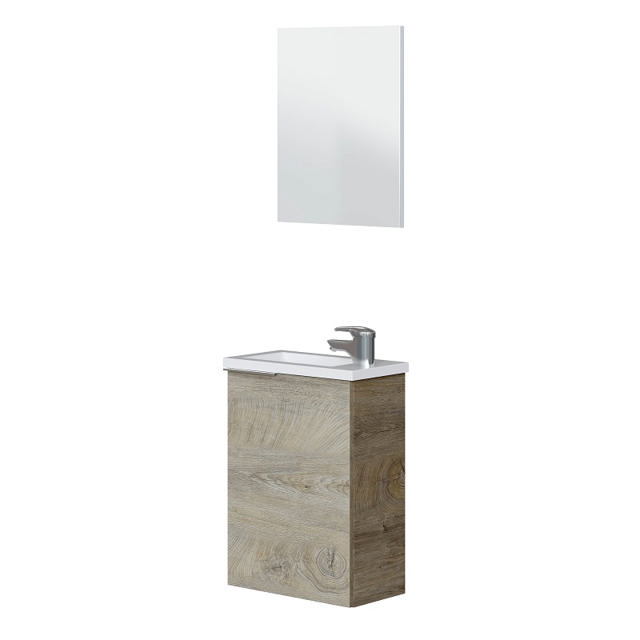 FORES CABINET 1 DOOR+MIRROR+SINK 40X22X58CM WOODEN