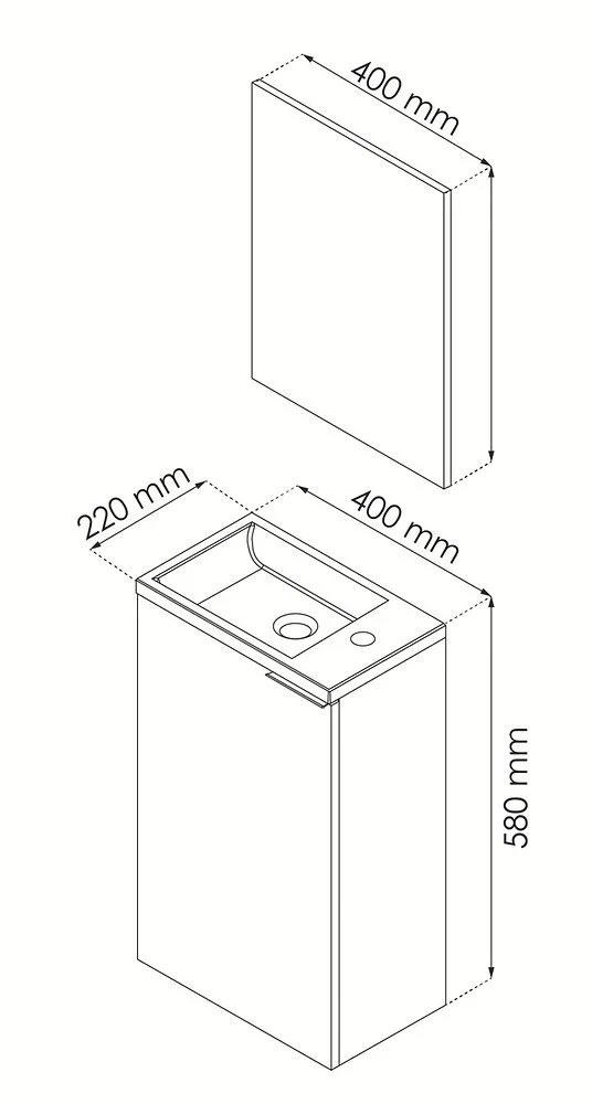 FORES ΝΤΟΥΛΑΠΙ 1 ΠΟΡΤΑ+ΚΑΘΡΕΠΤΗΣ+ΝΙΠΤΗΡΑΣ 40X22X58CM ΞΥΛΙΝΟ