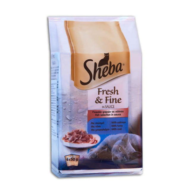 SHEBA PREMIUM WET CAT FOOD FISH MINI POUCH 6 X 50G