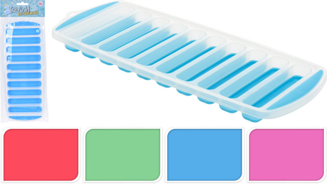 ICE CUBE TRAY- 4 COLOURS - 12.3x2.2x34CM