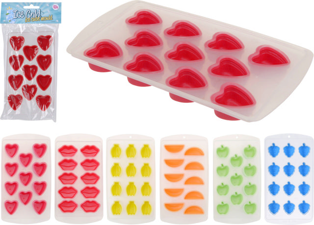 ICE CUBE PLASTIC TRAY - 6 PLAYFUL DESIGNS 12x2,5x26CM