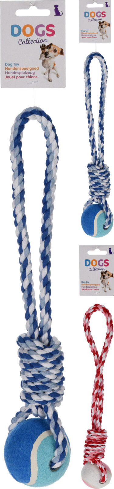 DOG ROPE WITH BALL 32CM 2 ASSORTED COLORS