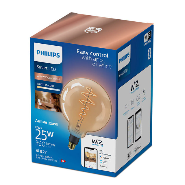 WIZ SMART LED FILAMENT GLOBE AMBER 25W G200 E27 920-50