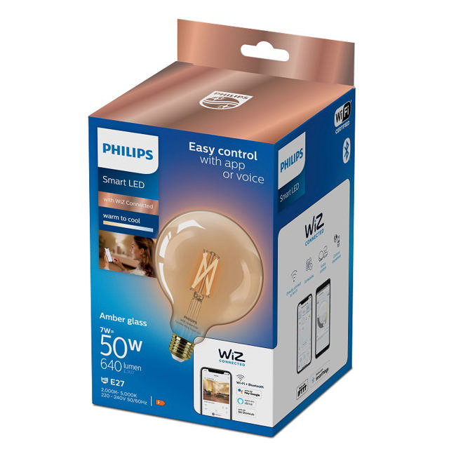 WIZ LED FILAMENT GLOBE AMBER 50W G125 E27 920-50