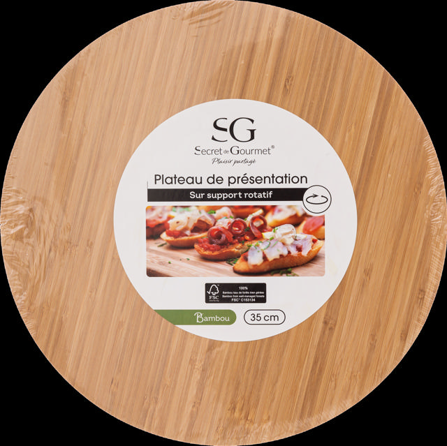 SECRET DE GOURMET BAMBOO TURNING TRAY 35X3CM