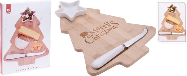 XMAS CHEESE PLATE WITH BOWL & KNIFE