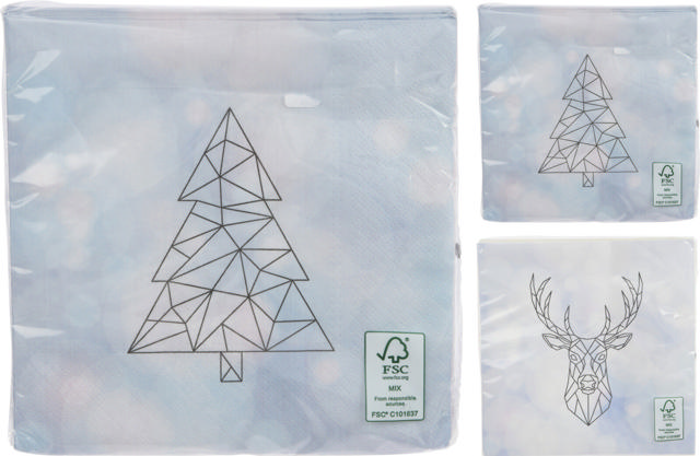 XMAS NAPKINS 33X33CM 20PCS 2 DESIGNS