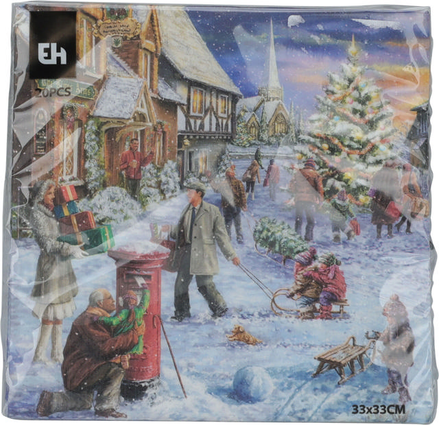 XMAS NAPKINS 33X33CM 20PCS -VILLAGE DESIGNS