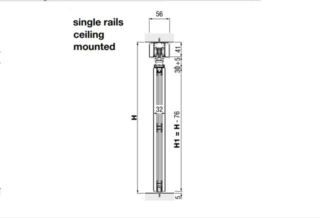 SLIDING DOOR RAIL SET ALUMINIUM 2M + SET OT SLIDING ROLL KIT