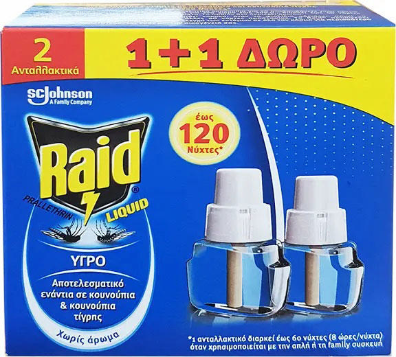 RAID ELECTRIC LIQUID REFIL 120 NIGHTS 1+1 FREE