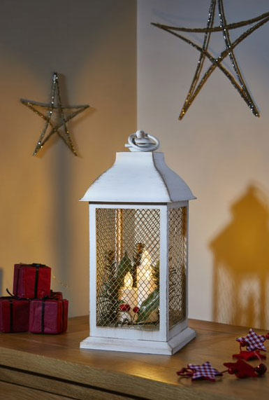 YULE CREAM & GOLD TRADITIONAL LANTERN LED