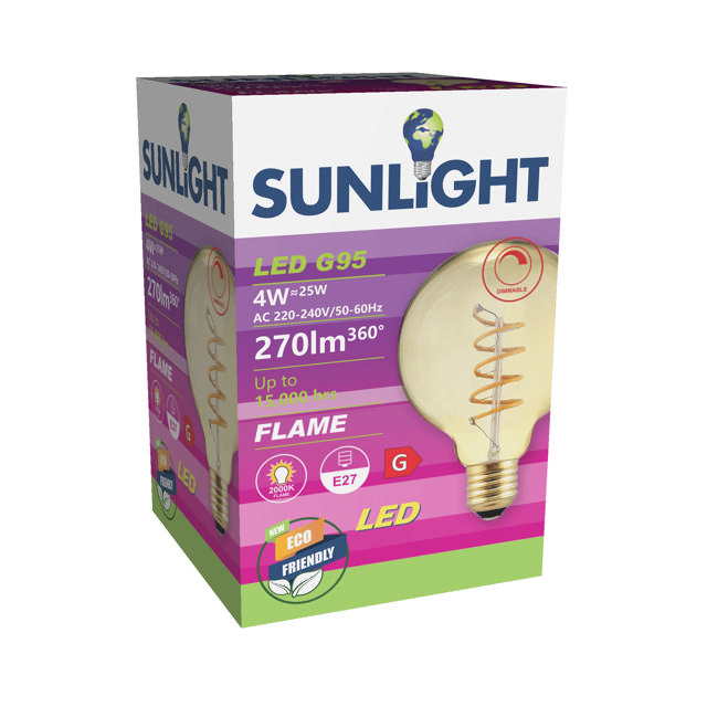 SUNLIGHT 'ΝΗΜΑΤΟΣ' LED 4W G95 ΛΑΜΠΤΗΡΑΣ E27 270LM 2000K AMBER DIMMABLE