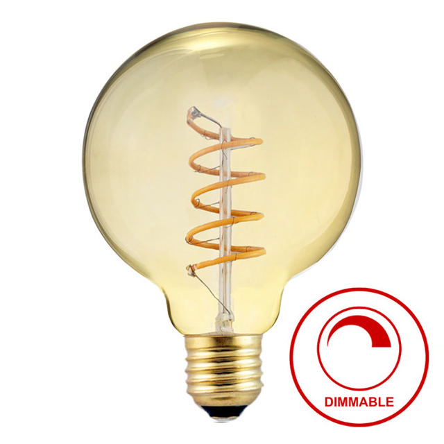 SUNLIGHT 'FILAMENT SPIRAL' LED 4W G125 LAMP E27 270LM 2000K AMBER DIMMABLE