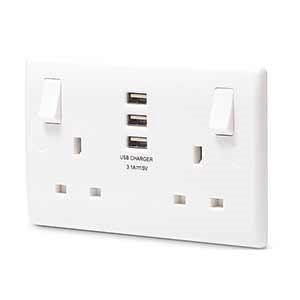 MASTERPLUG 822U33 2-GANG S/SOCKET 13A & 3XUSB 