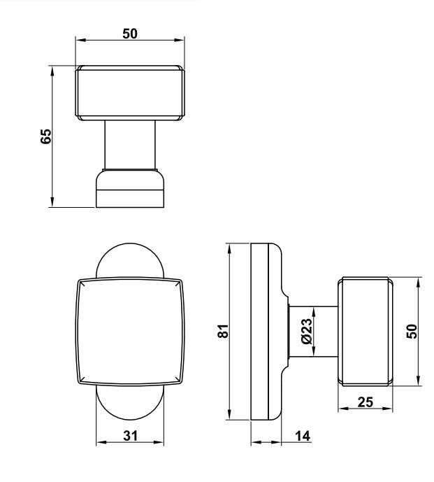 TURN KNOB SQUARE BLACK 6807