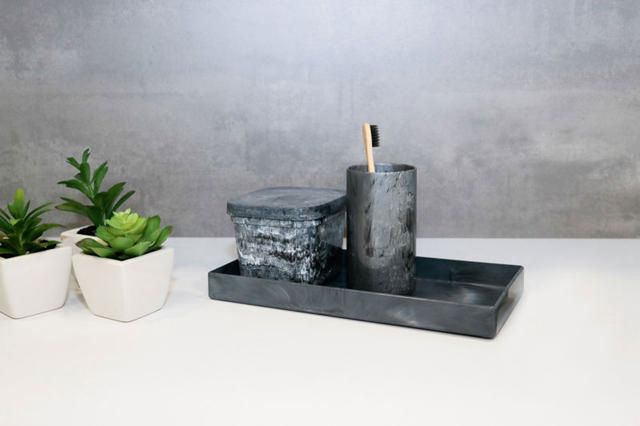 STONE ORGANIZE TRAY BLACK MARBLE