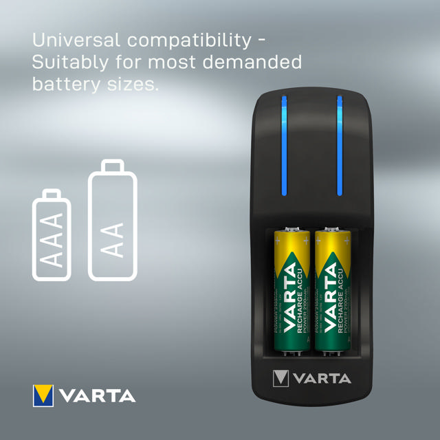 VARTA POCKET CHARGER FOR AA/AAA ACCUS (INCL. 4X AA 2100MAH + 2X AAA 800MAH RECHARGEABLE BATTERIES)