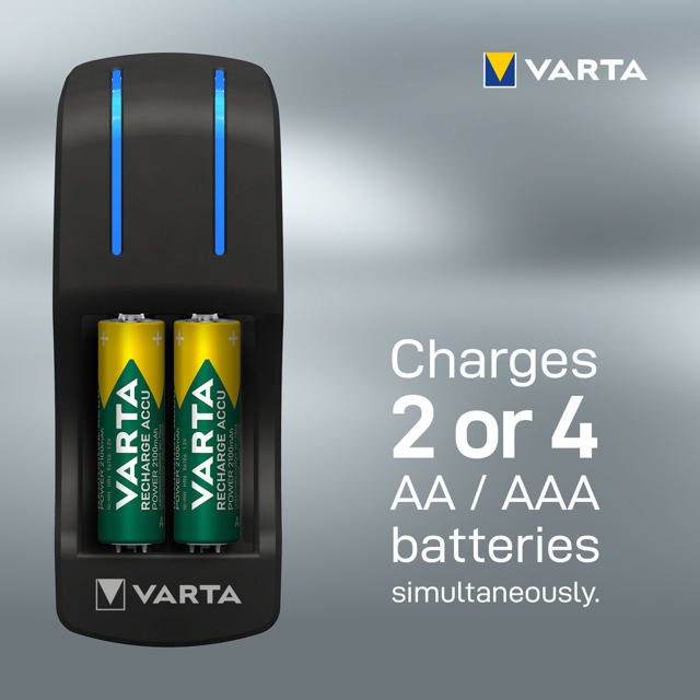 VARTA POCKET CHARGER FOR AA/AAA ACCUS (INCL. 4X AA 2100MAH + 2X AAA 800MAH RECHARGEABLE BATTERIES)