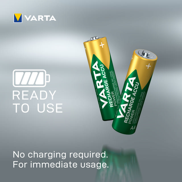 VARTA RECHARGE ACCU POWER PRE-CHARGED RECHARGEABLE BATTERIES AA 2-PACK 2600MAH