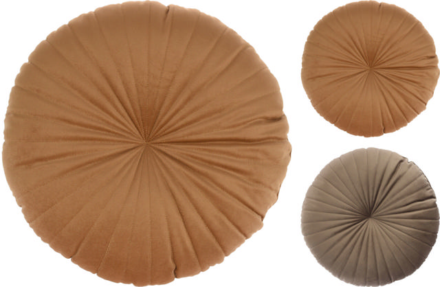 CUSHION 40CM ROUND VELVET 2 ASSORTED COLORS