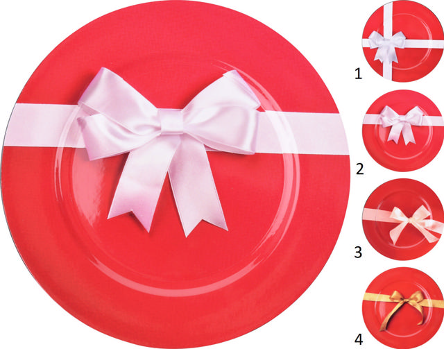 PLATE WITH BOW 33CM 4 ASSORTED DESIGNS