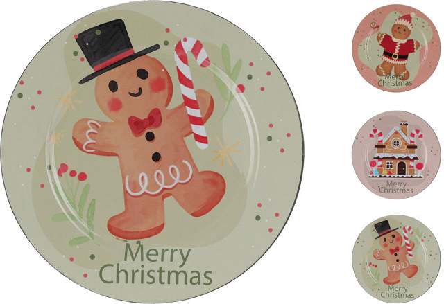 PLATE WITH COOKIE 33CM 3 ASSORTED DESIGNS