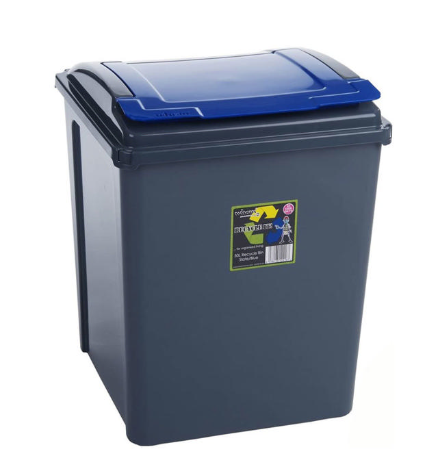 RECYCLE SLIM 50L WITH LID BLUE 40X40XH51CM