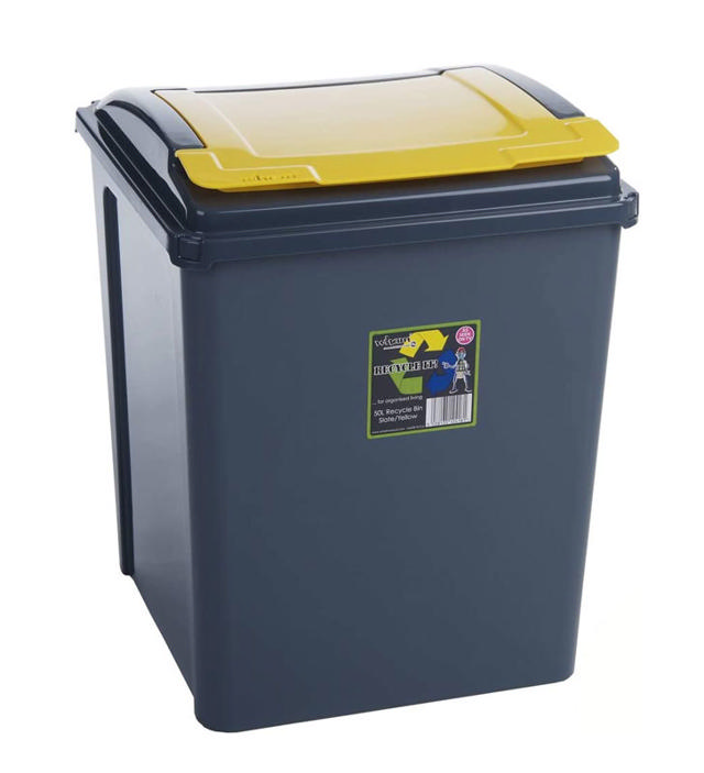 RECYCLE SLIM 50L WITH LID YELLOW 40X40XH51CM