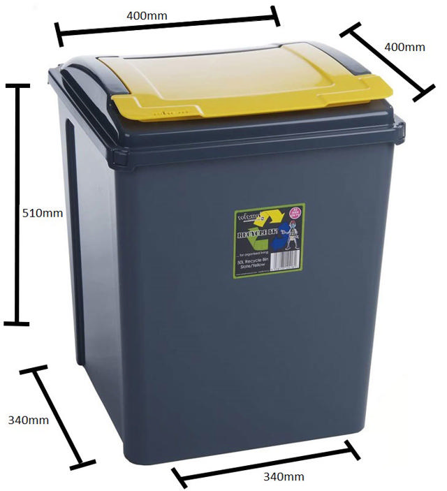 RECYCLE SLIM 50L WITH LID YELLOW 40X40XH51CM