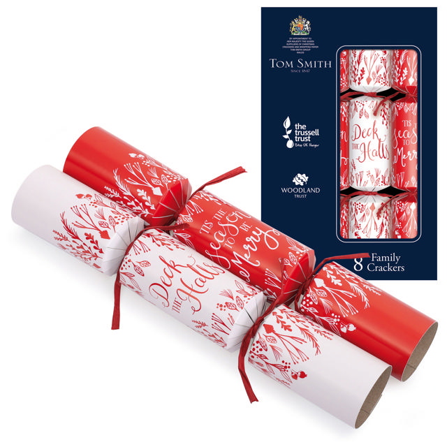 CHRISTMAS CRACKERS 12'' RED/WHITE 8PCS 