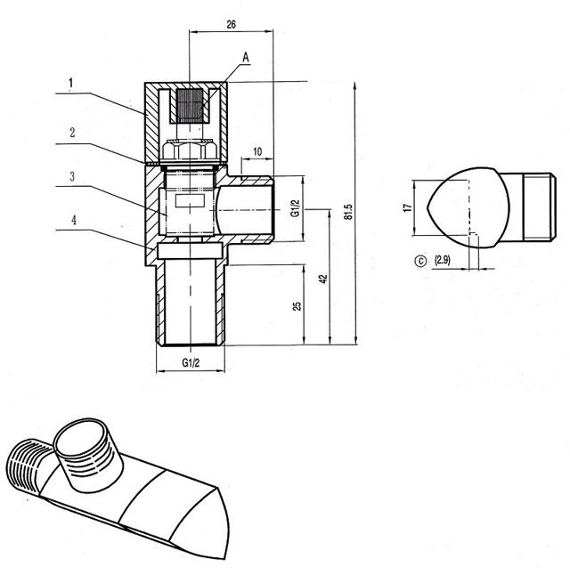 RAVELLI RV ANGLE VALVE 1/2X1/2 W TAPE