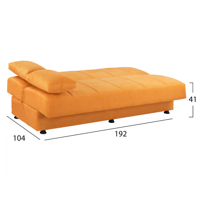 EGE 1215 HM3067.08 SOFA BED 3 SEATS STORAGE VELVET YELLOW 192X74X82CM