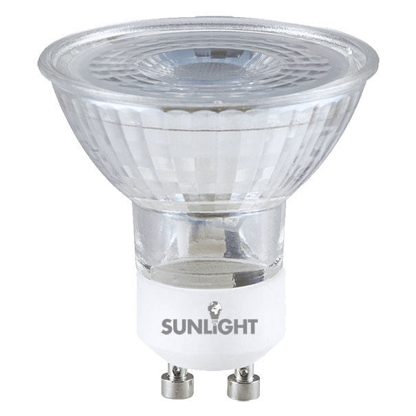 SUNLIGHT LED 4.5W ΛΑΜΠΤΗΡΑΣ GU10 ΓΥΑΛΙΝΟΣ 455LM 4000K 38° CLEAR