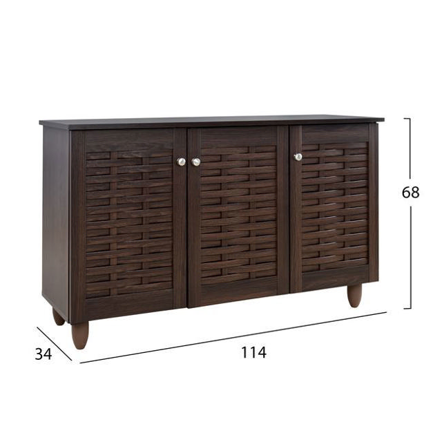 IGGY HM2211.01 SHOE CABINET 3 DOORS WENGE 114Χ34Χ68CM