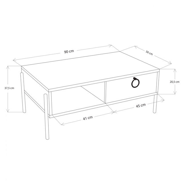 COFFEE TABLE HM9247.01 OAK WHITE 90X56X37.6CM